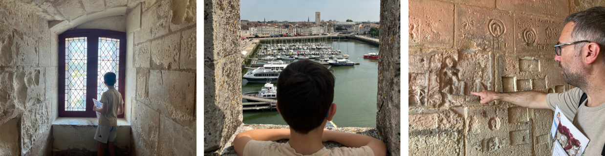 famille visitant les Tours de la Rochelle-visite-insolite-larochelle-patrimoine-vieux-port ©Adeline Rousseau