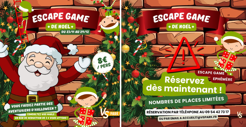 Escape game de Noël chez Vs Park, à Aigrefeuille d'Aunis, entre La Rochelle et Surgères