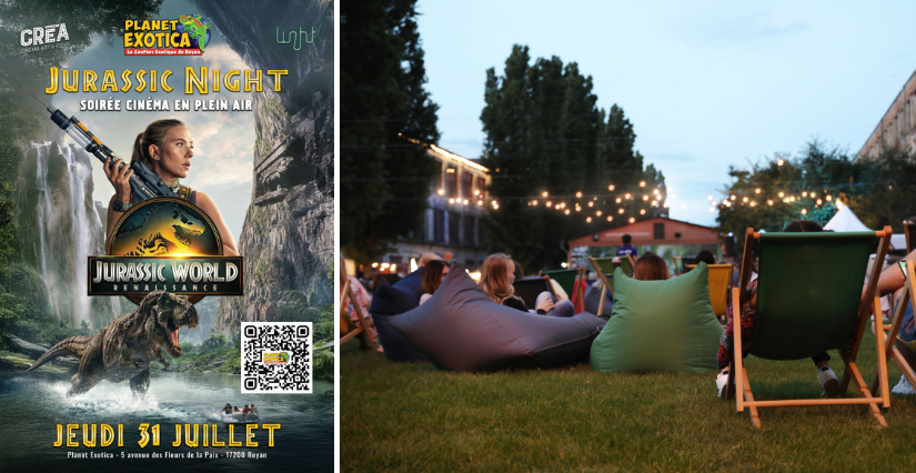 Ciné de plein air "Jurassic World Renaissance" à Planet Exotica, Royan